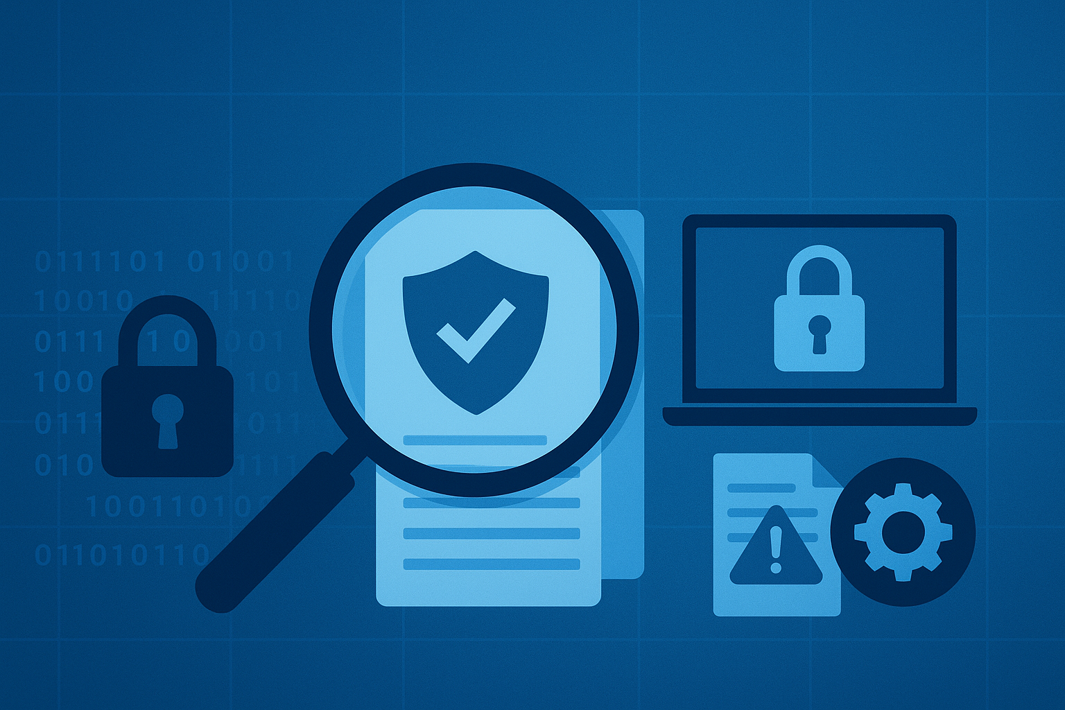 Cybersecurity audit and analysis illustration